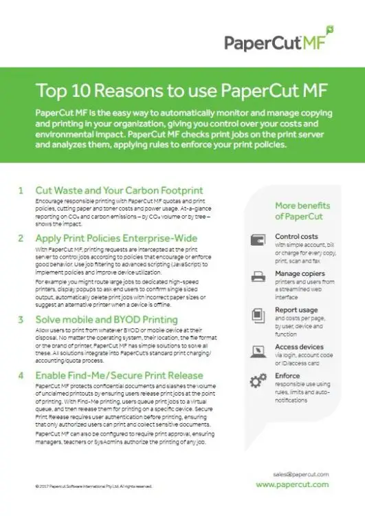 Top 10 Reasons, Papercut Mf, Duplicating Systems